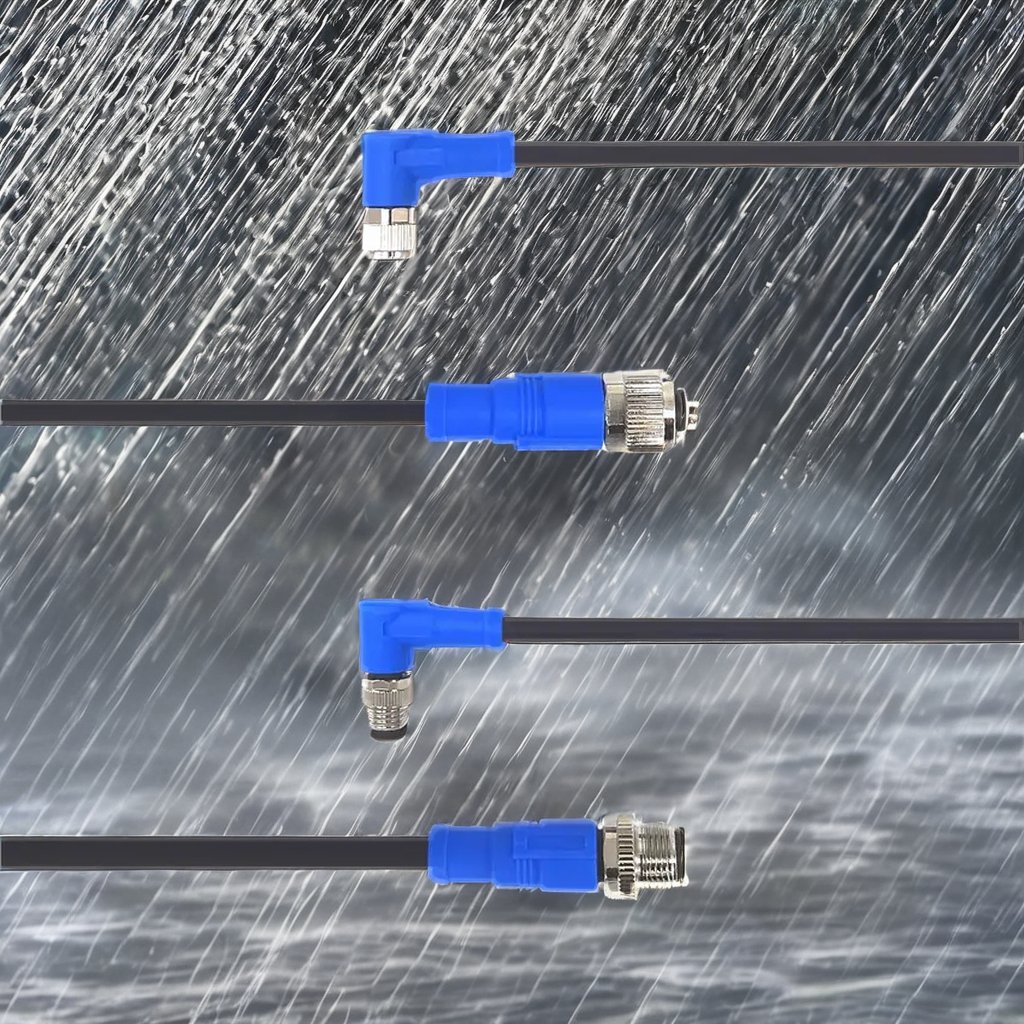 Manufacturer M12 Cable Connector IP67 Blue Plastic Molded Straight Length Copper Pin Optional PVC PUR RVV TPU Cable Tether