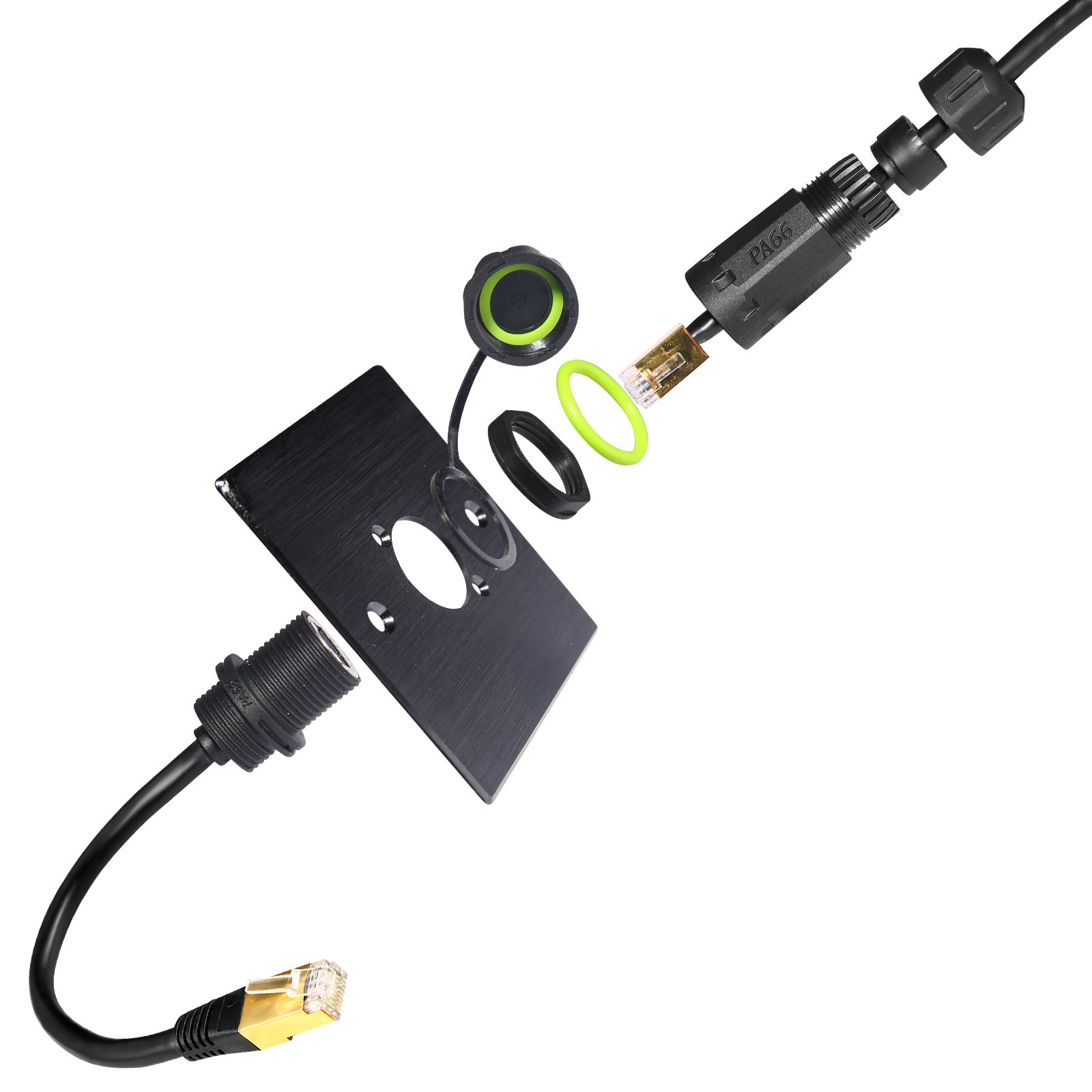 PRADYKOO M20 Network RJ45 8P IP68 CAT6 Waterproof connector Zinc Alloy Panel Type connector With Cable For Secure Connectivity