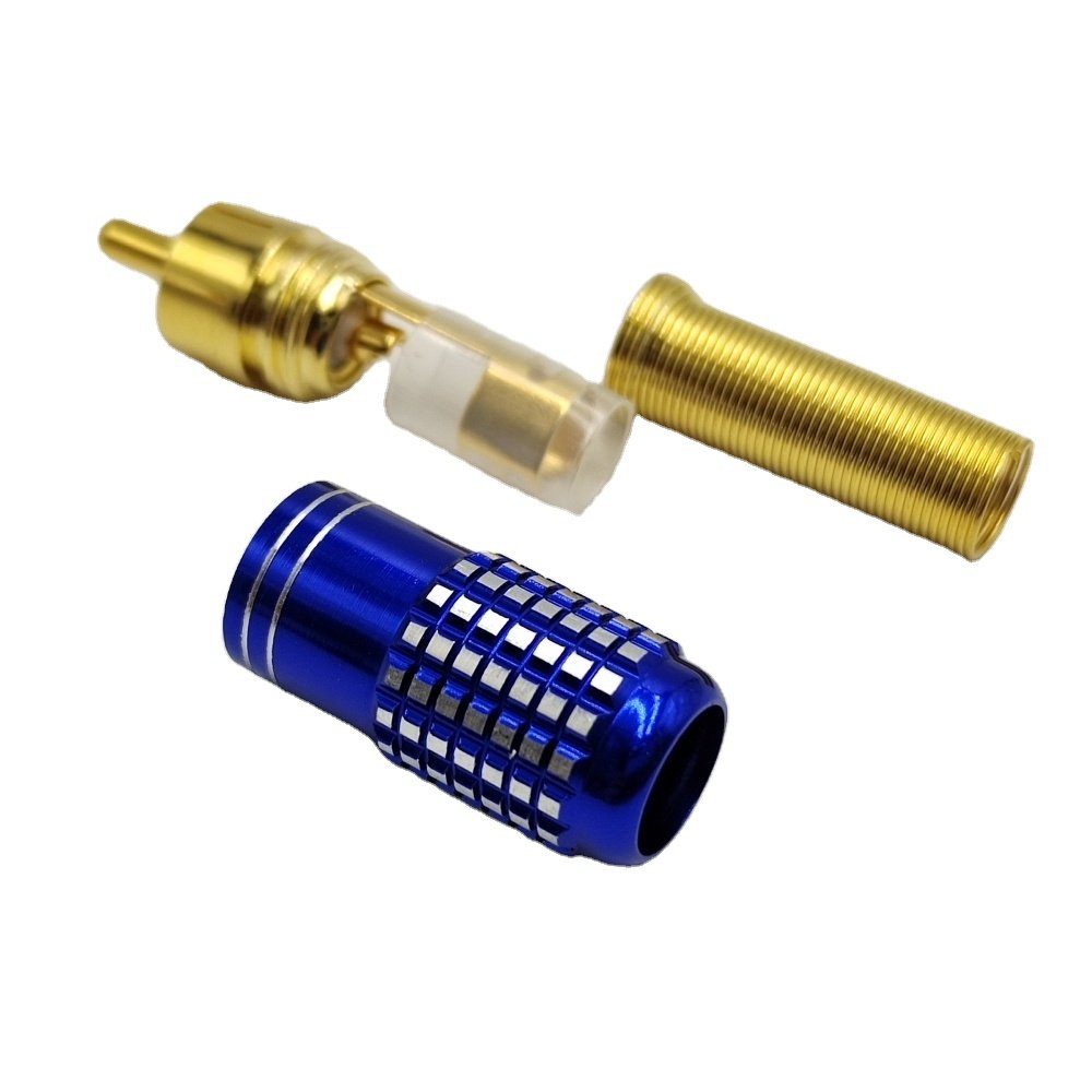 High End Quality Red Blue Audio Connector Jack RCA Male Plug Connector PIN Metal Gold Plated Plug In Speaker RCA Audio Jack