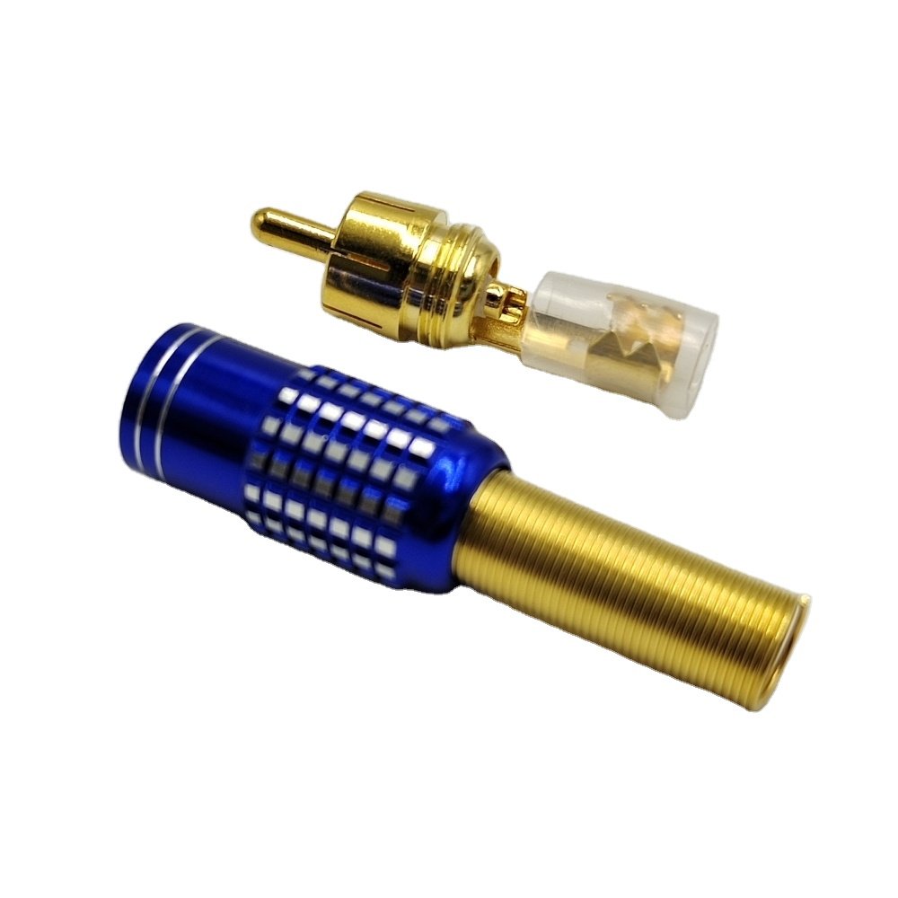 High End Quality Red Blue Audio Connector Jack RCA Male Plug Connector PIN Metal Gold Plated Plug In Speaker RCA Audio Jack