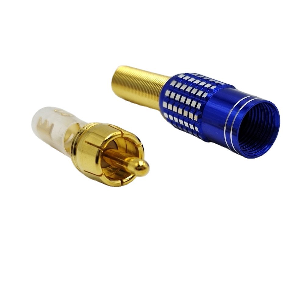 High End Quality Red Blue Audio Connector Jack RCA Male Plug Connector PIN Metal Gold Plated Plug In Speaker RCA Audio Jack