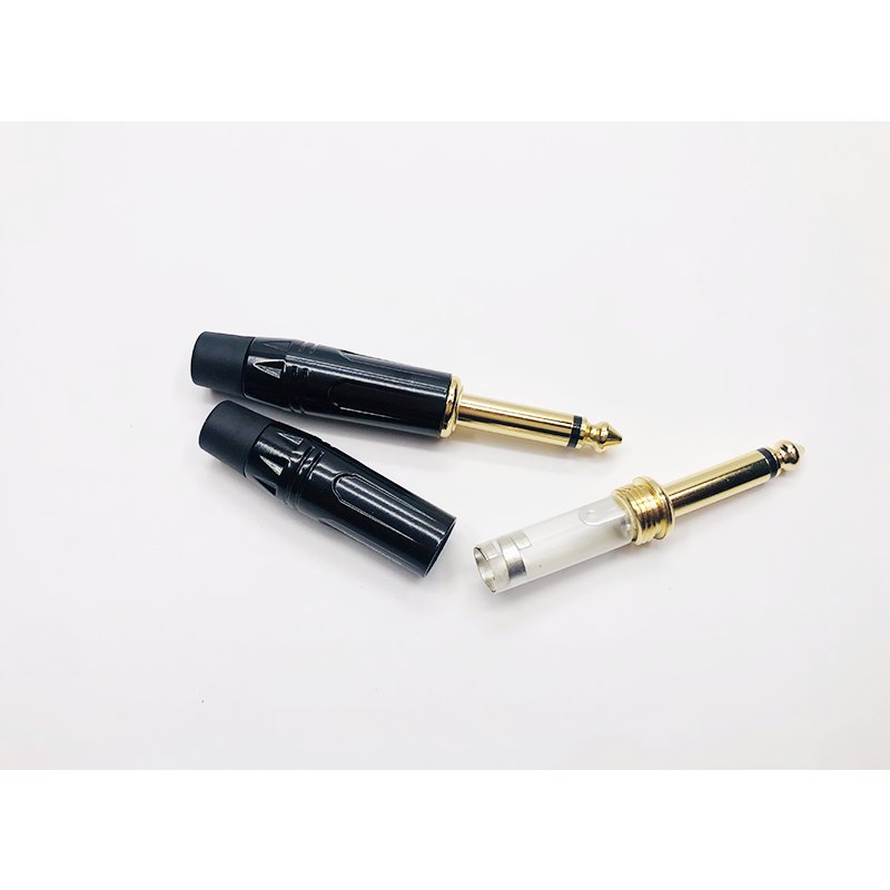 6.35mm TS Male Plug Gold Plated Pure Copper Plug Audio Cable DIY Adapter 1/4 Inch Guitar Cables Patch Mono Connector