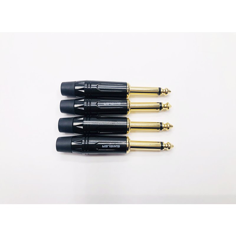 6.35mm TS Male Plug Gold Plated Pure Copper Plug Audio Cable DIY Adapter 1/4 Inch Guitar Cables Patch Mono Connector