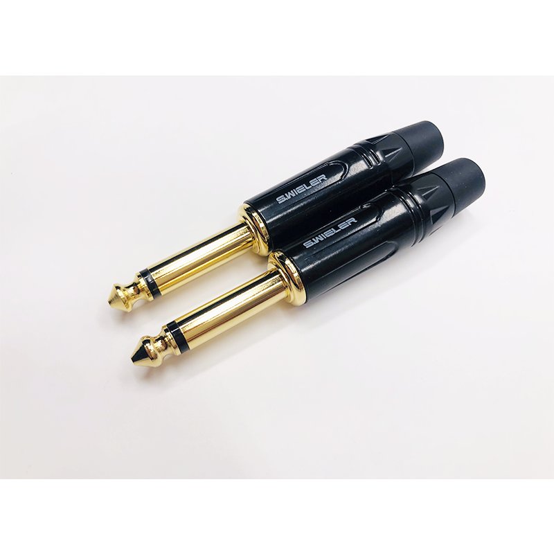 6.35mm TS Male Plug Gold Plated Pure Copper Plug Audio Cable DIY Adapter 1/4 Inch Guitar Cables Patch Mono Connector