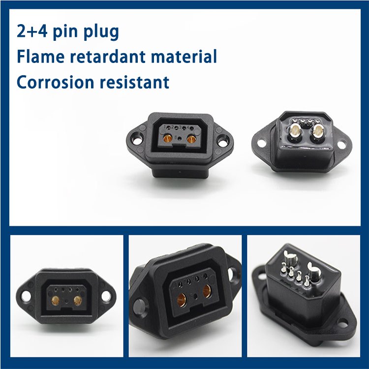 Factory Wholesale Electric Bike RC Battery Connector 5G FB3003 2+4 with Dust Cover Charger Plug Black Power Battery XLR Female