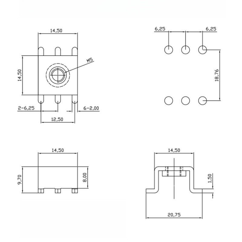 PCB5M5 brass mount nut terminal base plate holder power metal pin hardware connector
