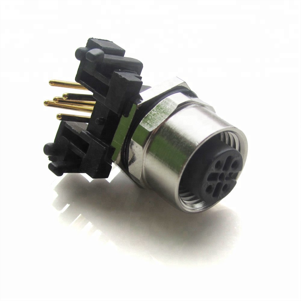 m12 circular connector right angled ip67 pcb 5 pin waterproof connector