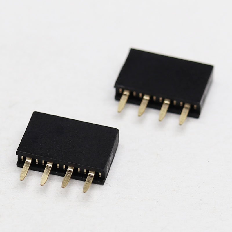 High quality custom spacing 2.54mm positions 02-40pins single female height 7.1mm gold plated pin female header pcb connectors
