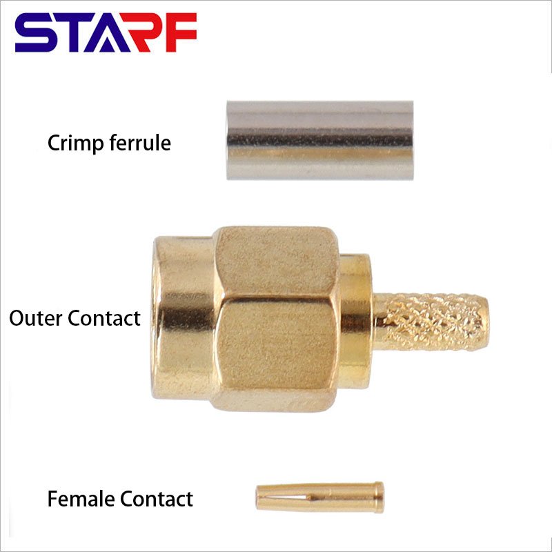 RF Connector Male RPSMA Reverse polarity SMA Straight Crimp Plug Connector RG316 RG174 LMR200