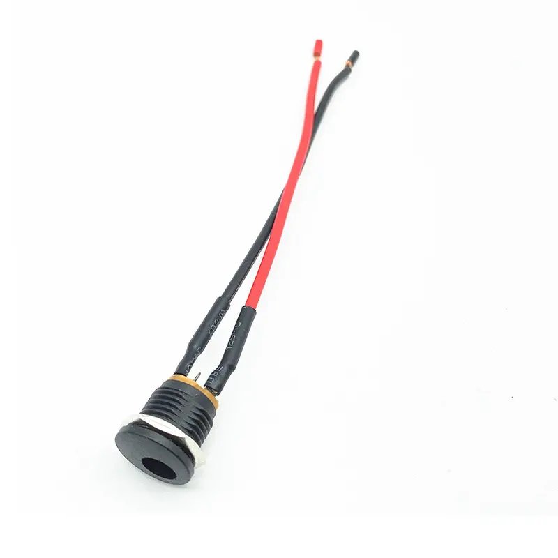 Female DC Threaded Barrel Jack Panel Adapter 5.5mm x 2.1mm Connector 18AWG Wire with Dustproof Plug for MP3 Phone Audio Video