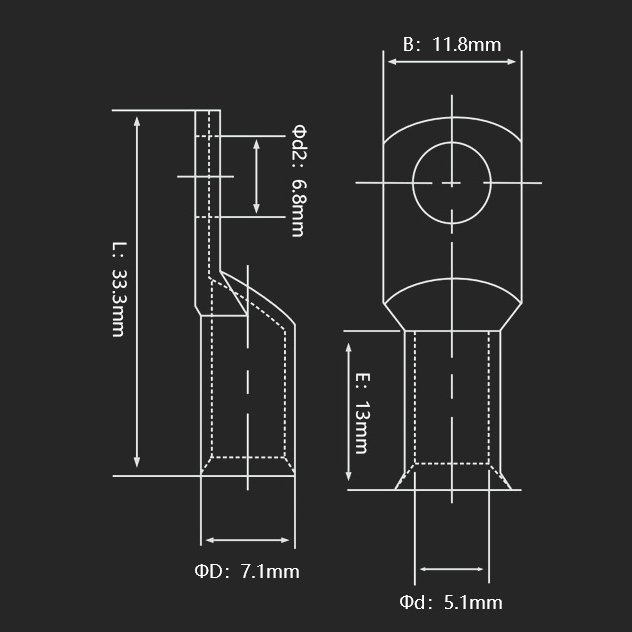 SC Heavy Duty Bell Mouth Copper Jgb Copper Connecting Crimp Wire Battery Eyelet Terminals Connector Flare Ring Cable Lug