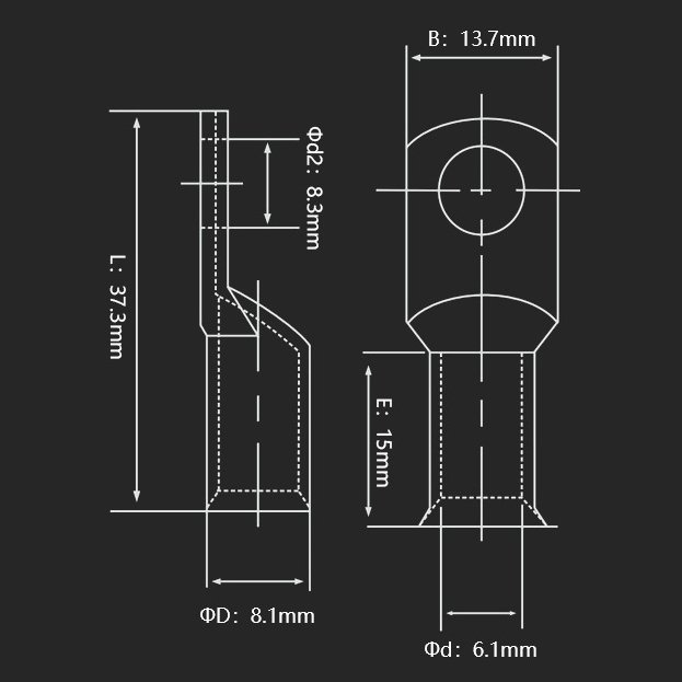 SC Heavy Duty Bell Mouth Copper Jgb Copper Connecting Crimp Wire Battery Eyelet Terminals Connector Flare Ring Cable Lug