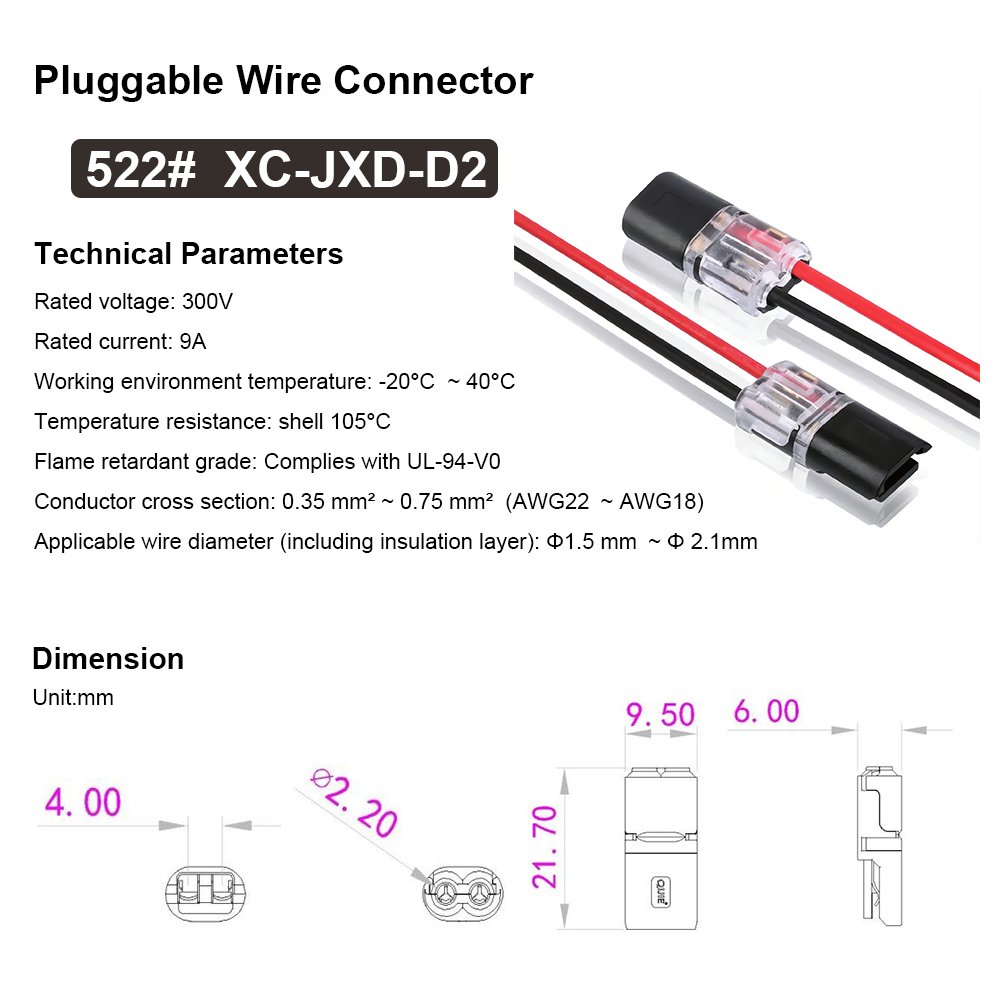 Pluggable Wire Connectors Pin 2 Way Universal Compact wiringTerminals Double Wire Plug-in Connector For model railroad wiring