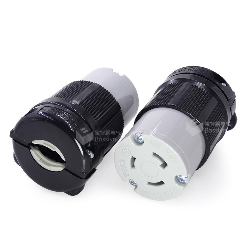 L6-20R Grounding Locking Connector, 20A 250V AC, 2 Pole 3 Wire, cUL Listed, NEMA L6-20