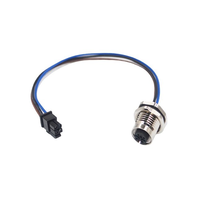 PG9 M16 thread front fasten screw locking mounting pcb connector m12 with 5 pin molex connector jst housing wire harness
