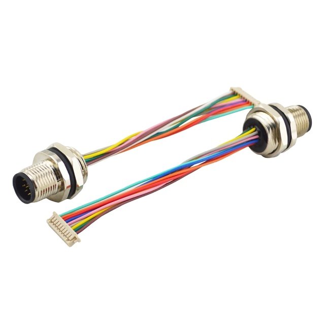 PG9 M16 thread front fasten screw locking mounting pcb connector m12 with 5 pin molex connector jst housing wire harness
