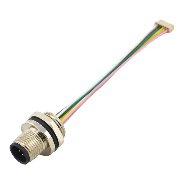 PG9 M16 thread front fasten screw locking mounting pcb connector m12 with 5 pin molex connector jst housing wire harness