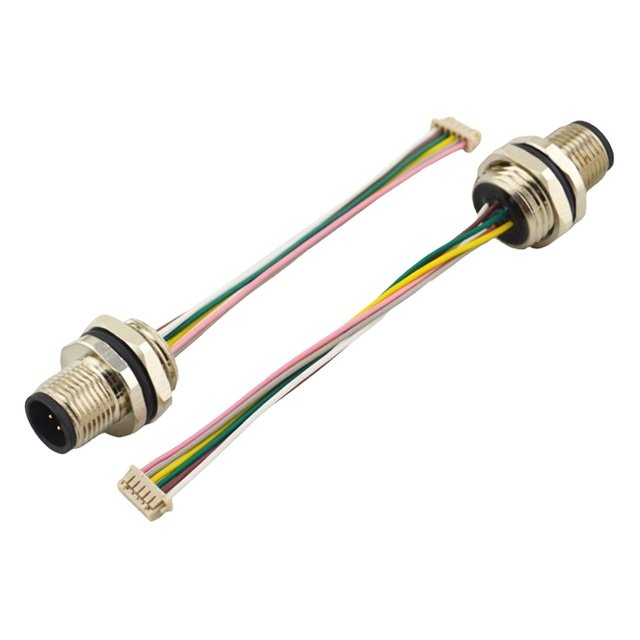 PG9 M16 thread front fasten screw locking mounting pcb connector m12 with 5 pin molex connector jst housing wire harness