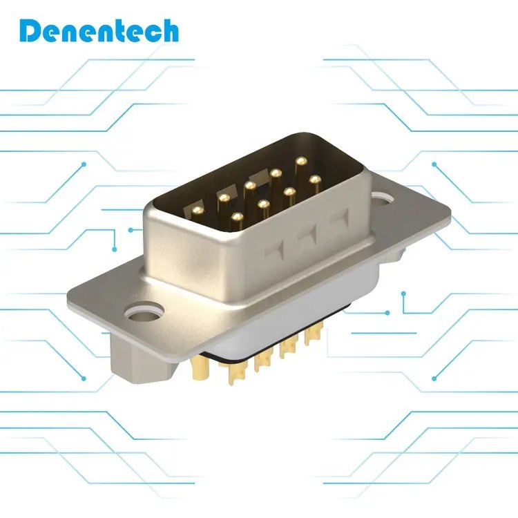 Denentech db9 d-sub waterproof connector 9/15/25/37 Pins D-sub Male Dual Row Solder Type d-sub 9pin connector