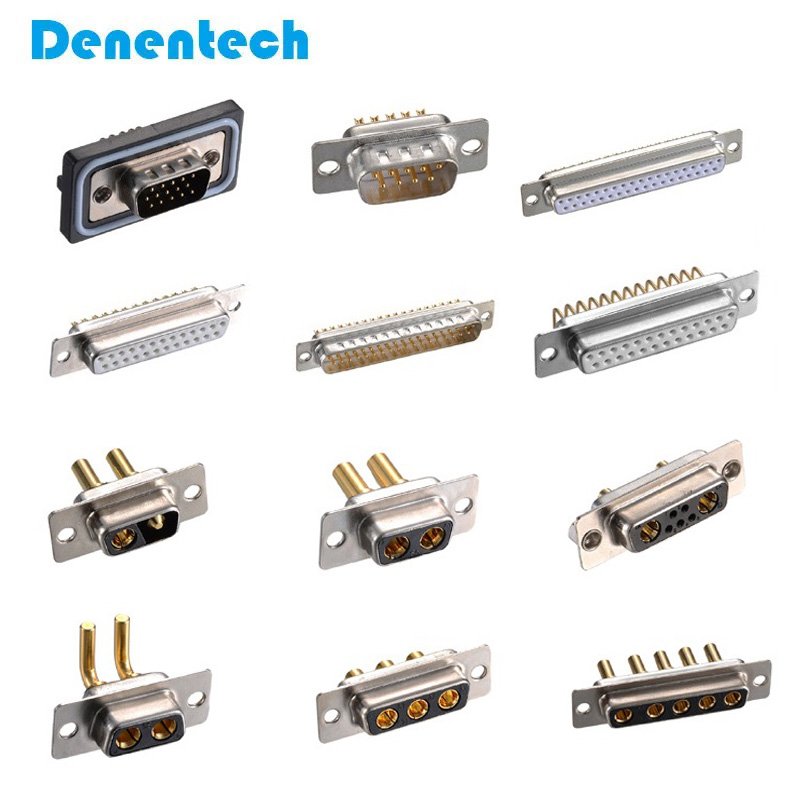 Denentech db9 d-sub waterproof connector 9/15/25/37 Pins D-sub Male Dual Row Solder Type d-sub 9pin connector