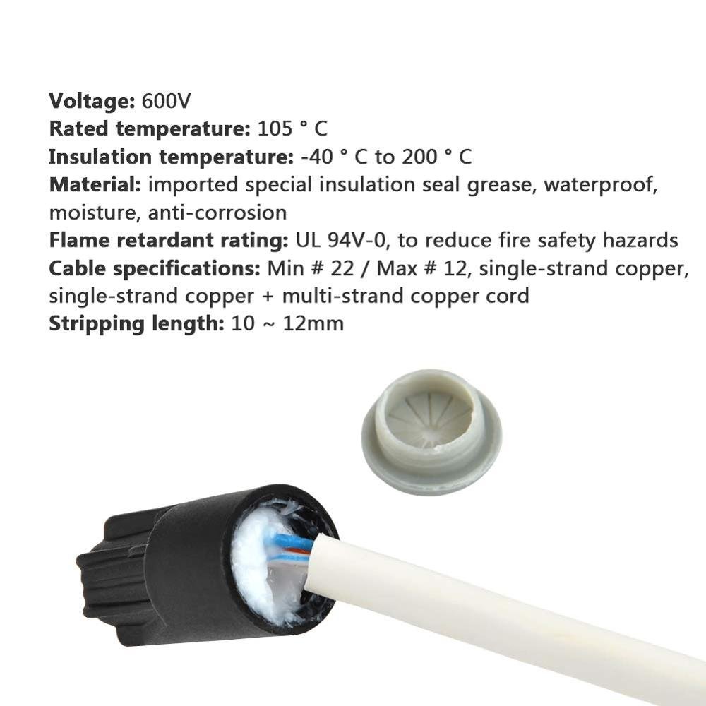Waterproof Twist Connectors Grease Outdoor Seal Elect Wire Nuts Electrical Wire Connector Black/Blue