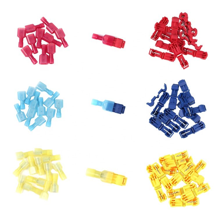 120PCS Electrical Nylon Fully Insulated Solderless T-Tap Quick Splice Lock Wire Male Spade Disconnects Terminals Connector Kit