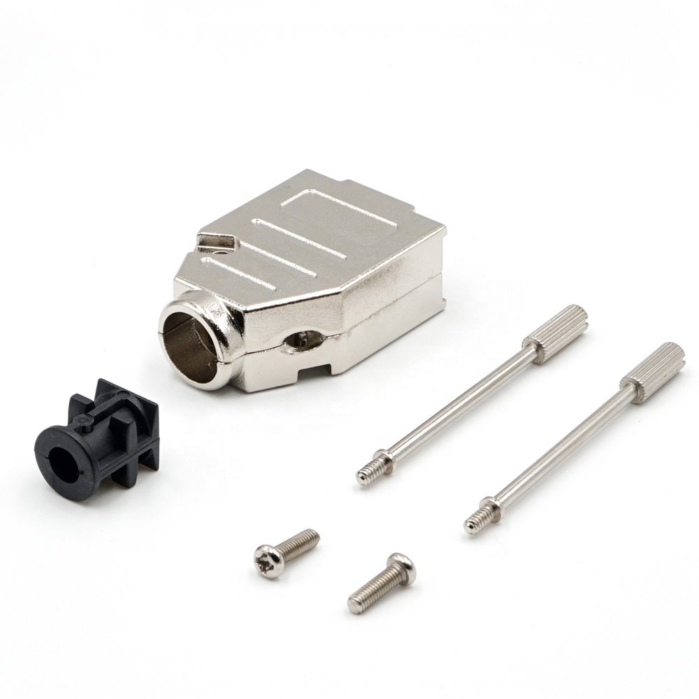 LECHUAN High Density Two Piece Backshell 9 Position D-SUB Connector Zinc-Plating Straight 9Pin Metal Hood Kit