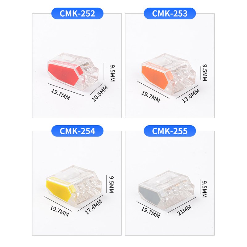 Electrical Mini Fast Wire Cable Connector 2P Universal Compact Conductor Spring Splicing Wiring Connector Push-in Terminal Block