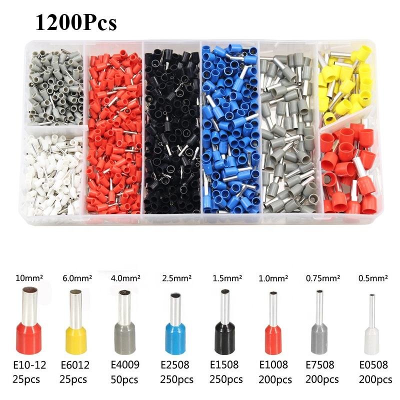 1200PCS 0.25-10mm2 Wire Ferrules Connectors Wire Crimp Terminals Assortment Set