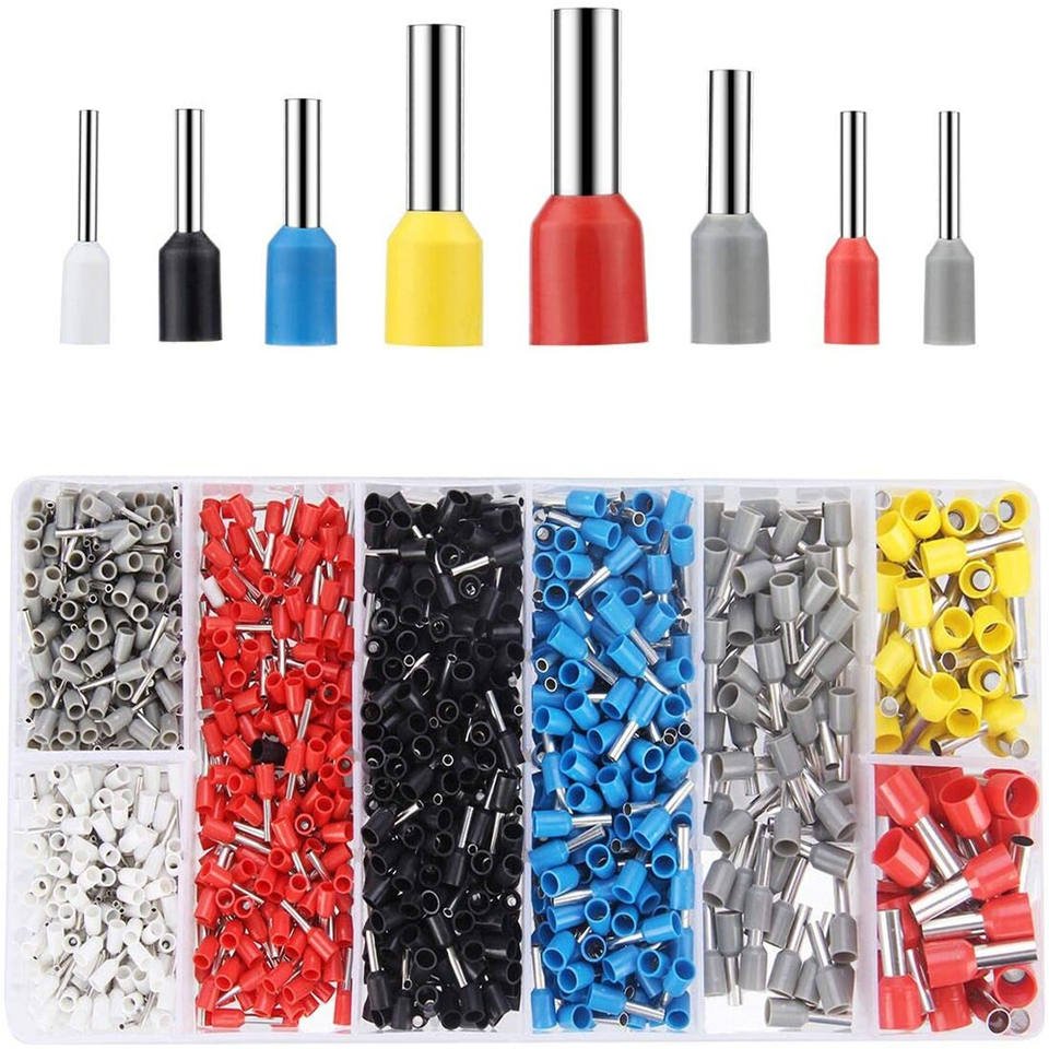 1200PCS 0.25-10mm2 Wire Ferrules Connectors Wire Crimp Terminals Assortment Set