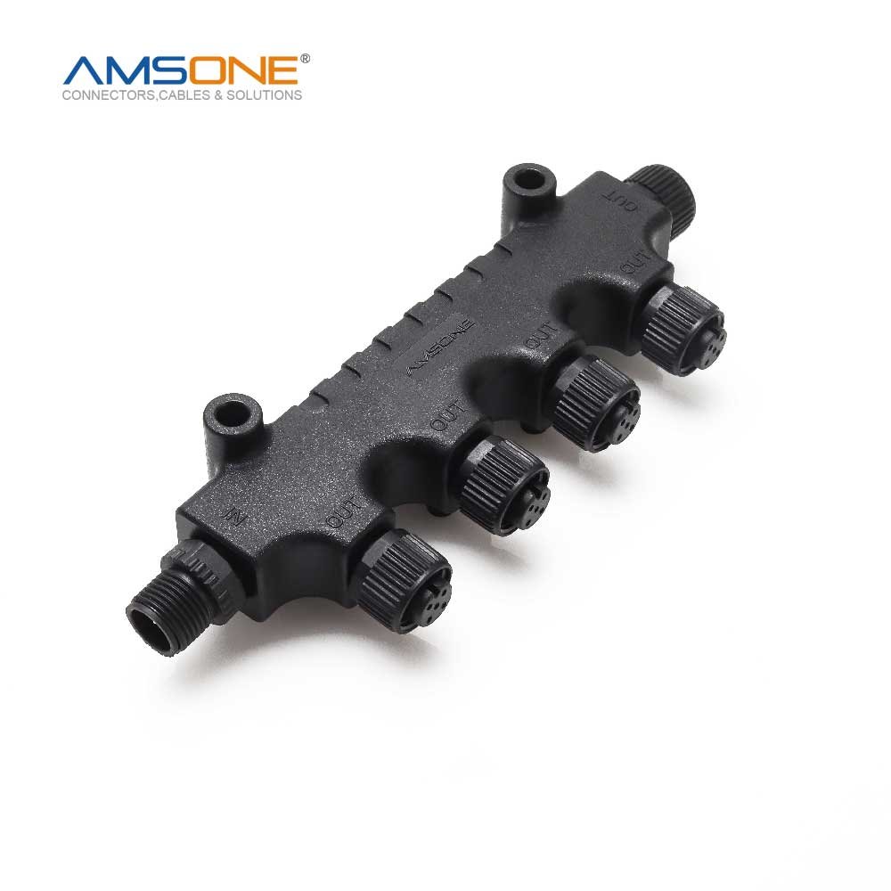 Amsone Custom Factory Supplier Multiport 4 Port Distribution Passive Actuator Sensor Box M12 Slots 6 8 Ports Integral Connector