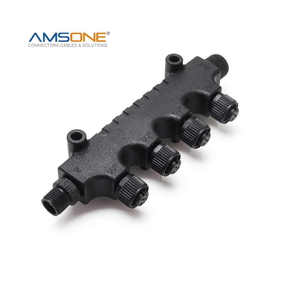 Amsone Custom Factory Supplier Multiport 4 Port Distribution Passive Actuator Sensor Box M12 Slots 6 8 Ports Integral Connector
