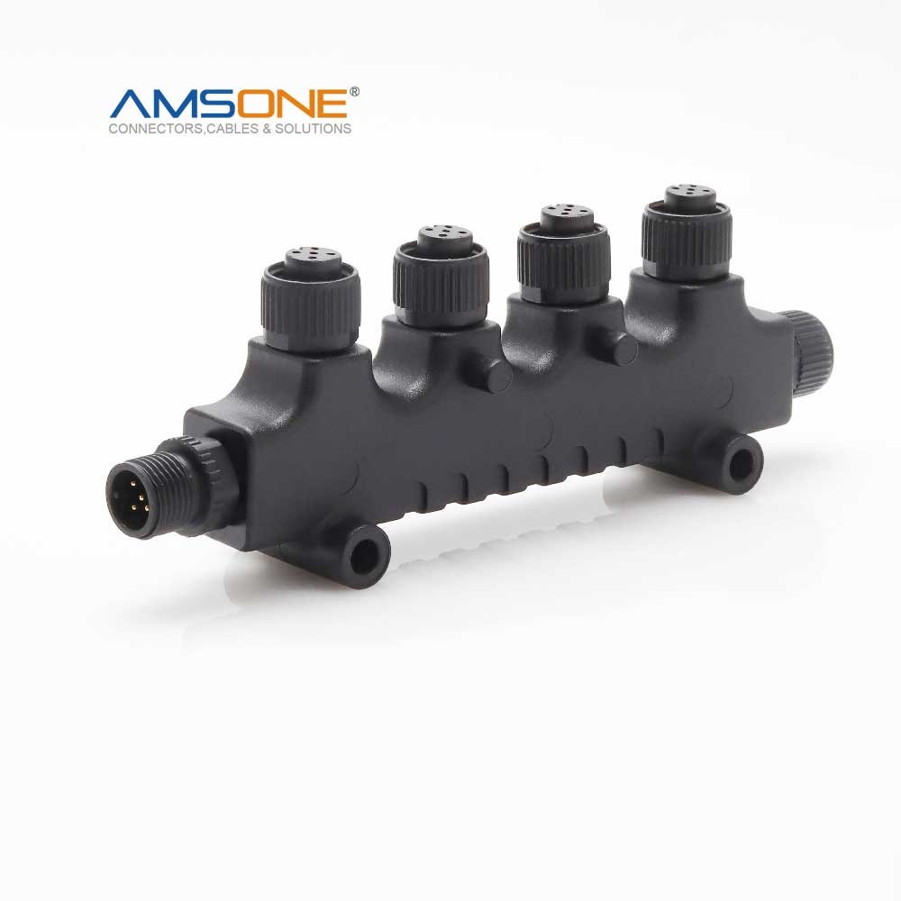 Amsone Custom Factory Supplier Multiport 4 Port Distribution Passive Actuator Sensor Box M12 Slots 6 8 Ports Integral Connector