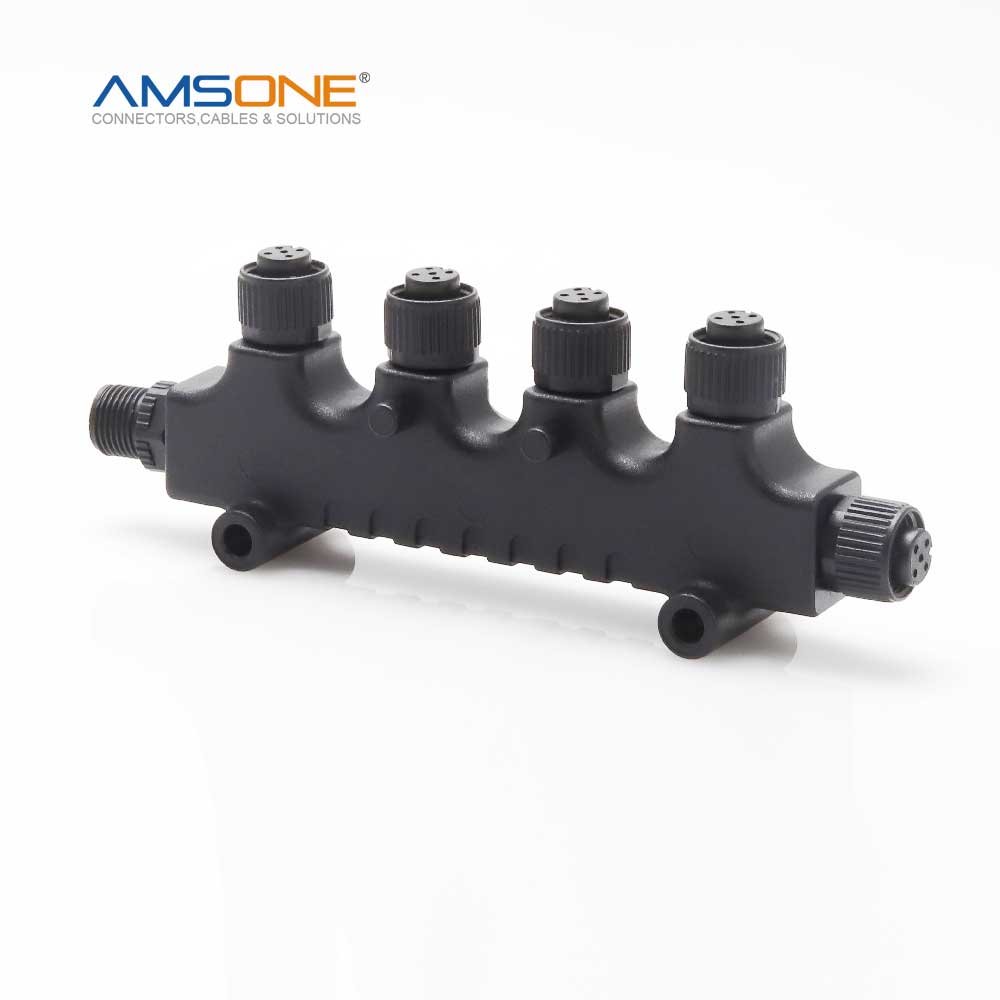 Amsone Custom Factory Supplier Multiport 4 Port Distribution Passive Actuator Sensor Box M12 Slots 6 8 Ports Integral Connector