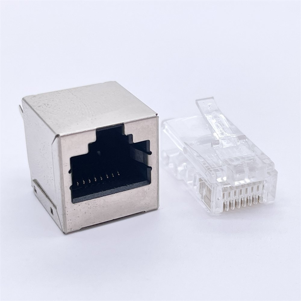 Soulin 1x1 Single Port No Led Metal Network Plug 8pin Jack Rj45 Female Connector 8p8c Ethernet Modular For PCB Board