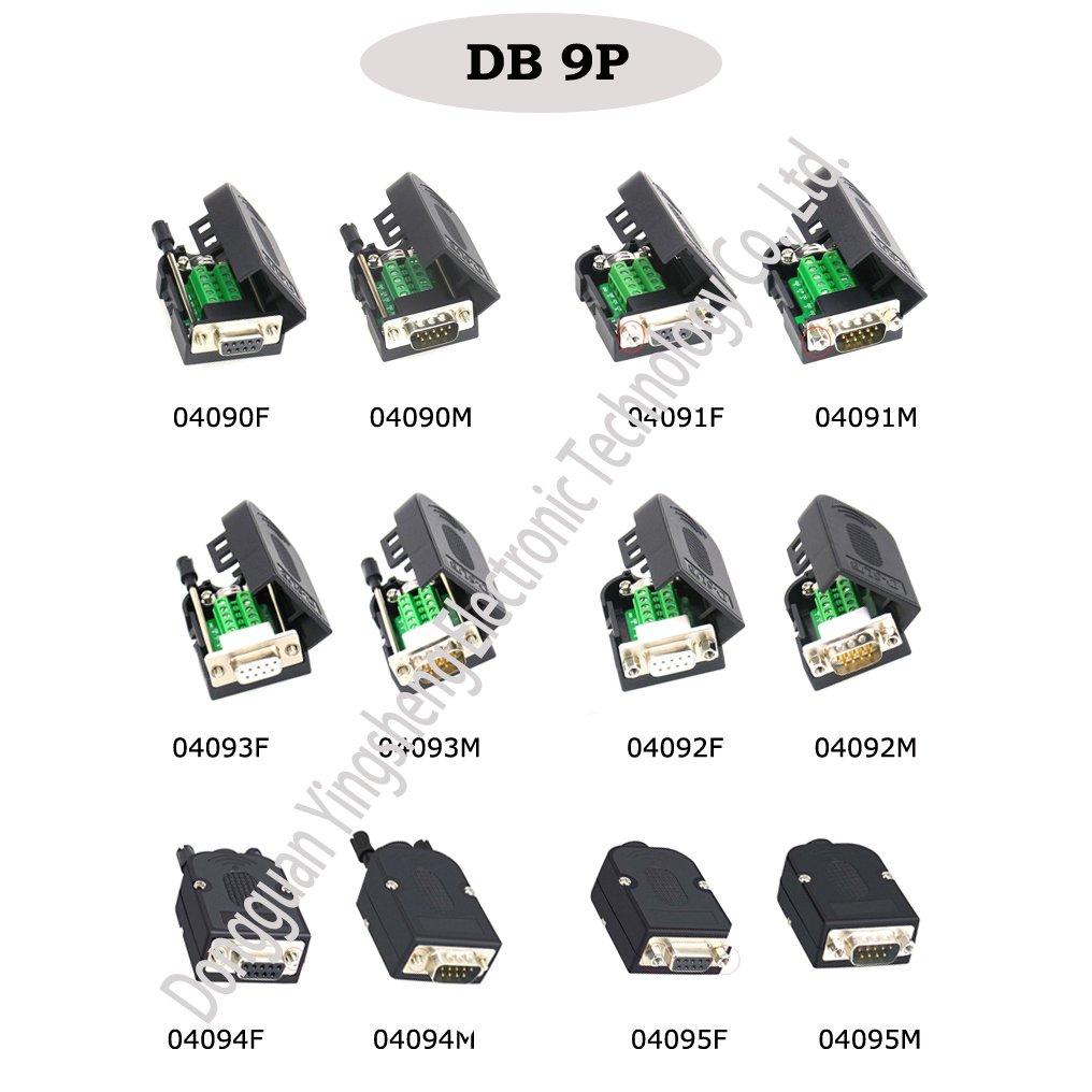 Wholesale D-SUB RS232 DB9 Pin Male Female Solderless Connector with Plastic Cover Screw Nut
