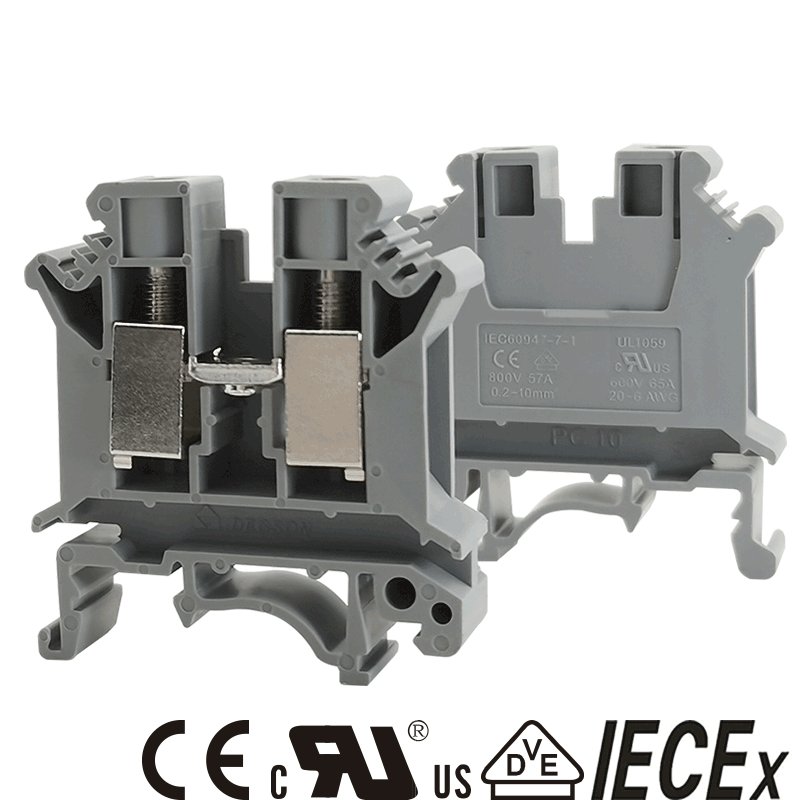 DEGSON Feed through Terminal Block Connector Screw Din Rail PC10 UK10N Made of Copper Nylon and PC Material