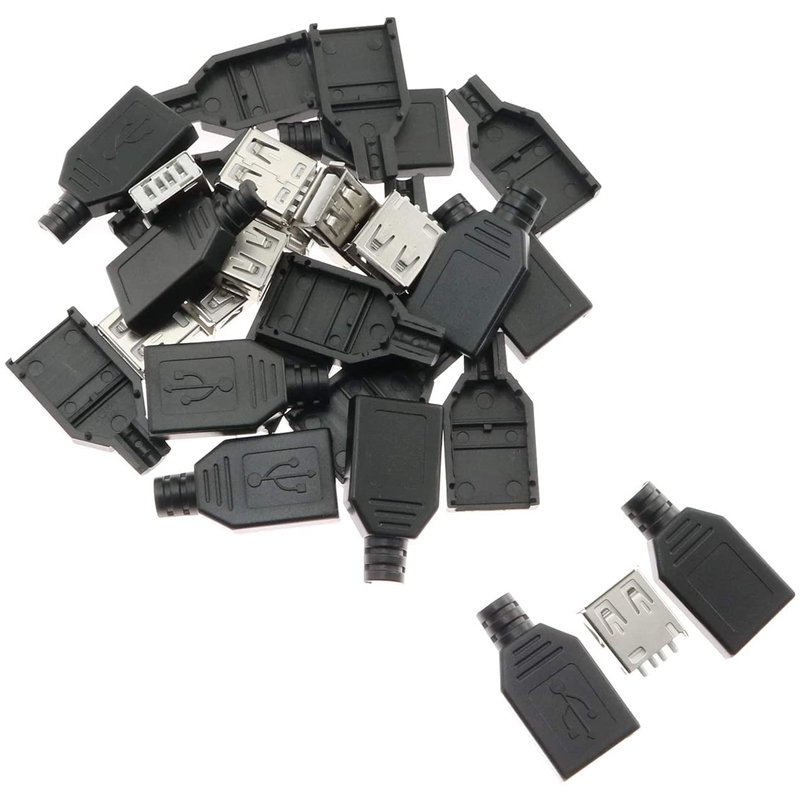 USB 2.0 Connector Type A Female Port Socket with Black Plastic Cover DIY Connector