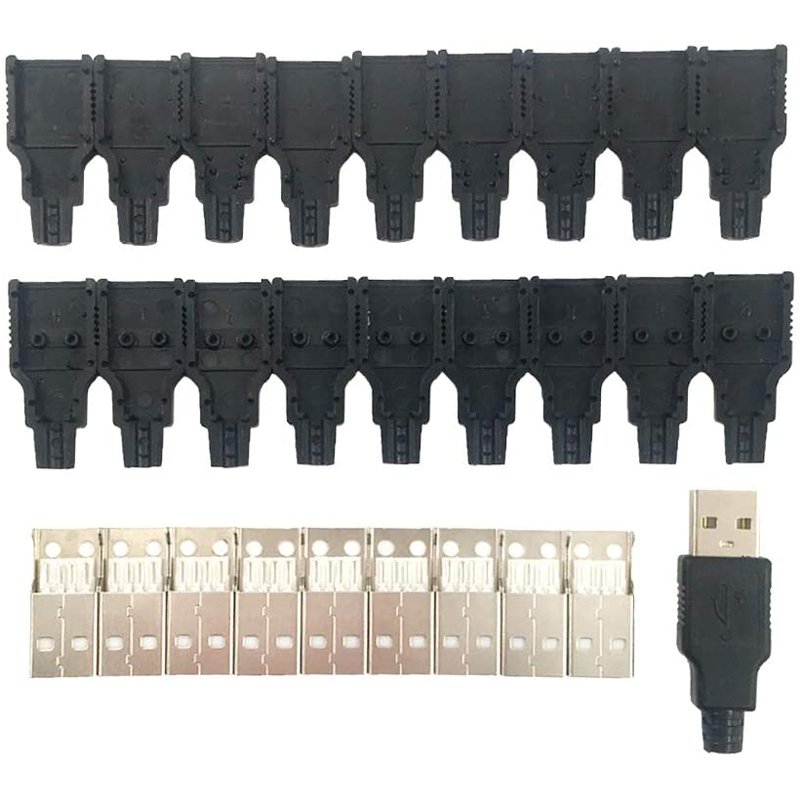 USB 2.0 Connector Type A Female Port Socket with Black Plastic Cover DIY Connector