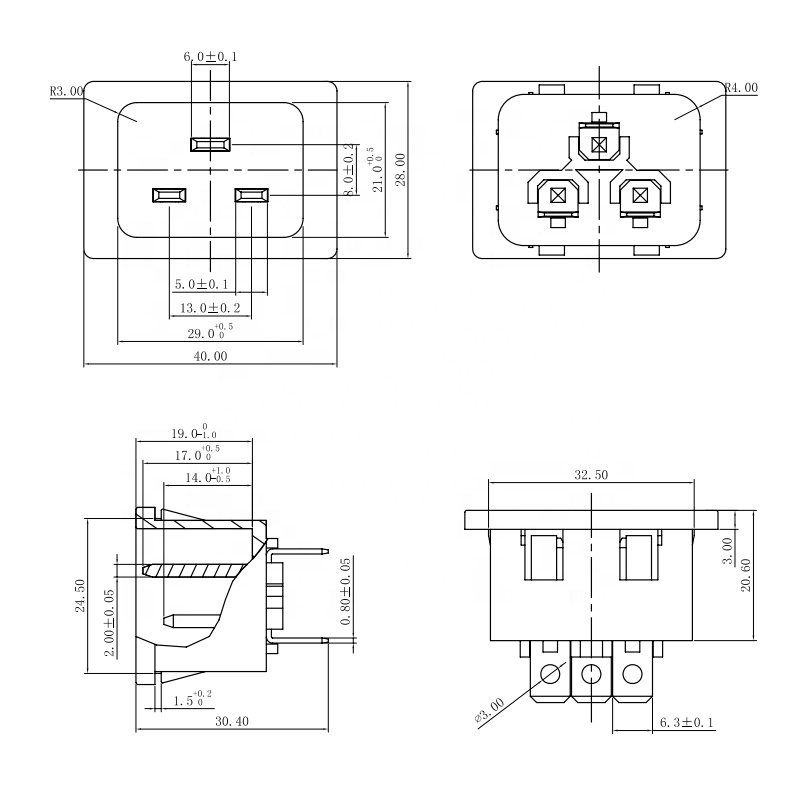 AC Inlet Power Socket IEC EN60320 C20 male Electrical Socket 16A 20A 250VAC Industrial Socket for PDU female connector