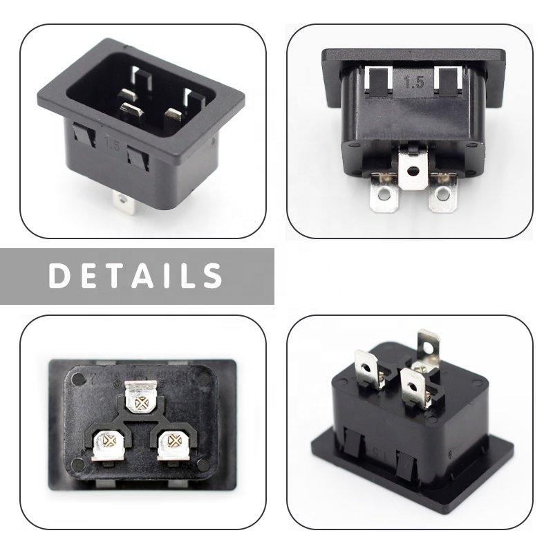 AC Inlet Power Socket IEC EN60320 C20 male Electrical Socket 16A 20A 250VAC Industrial Socket for PDU female connector