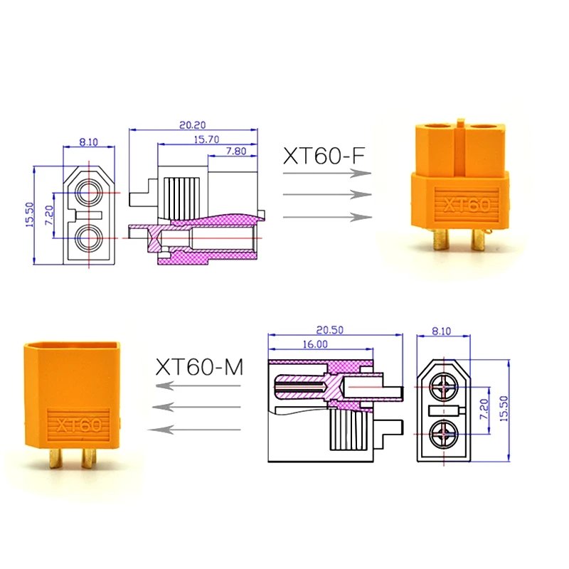 XT60 XT-60T Plug Male Female Bullet Connectors Plugs For fpv drone parts RC Lipo Battery Quadcopter Multicopter Xt60 Connector