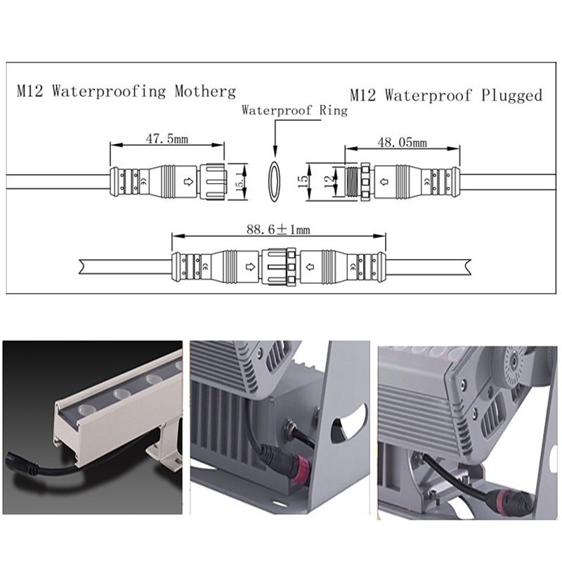 Factory Wholesale Waterproof Cable Assembly 12V Electric Terminal Pa66 2 3 5 Pin Connector
