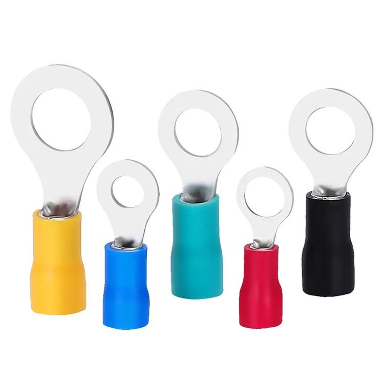 Copper Brass Circle Cable Lug Wire Crimp Connector Electric Stamping Round Terminal Insulated Ring Spade Terminal