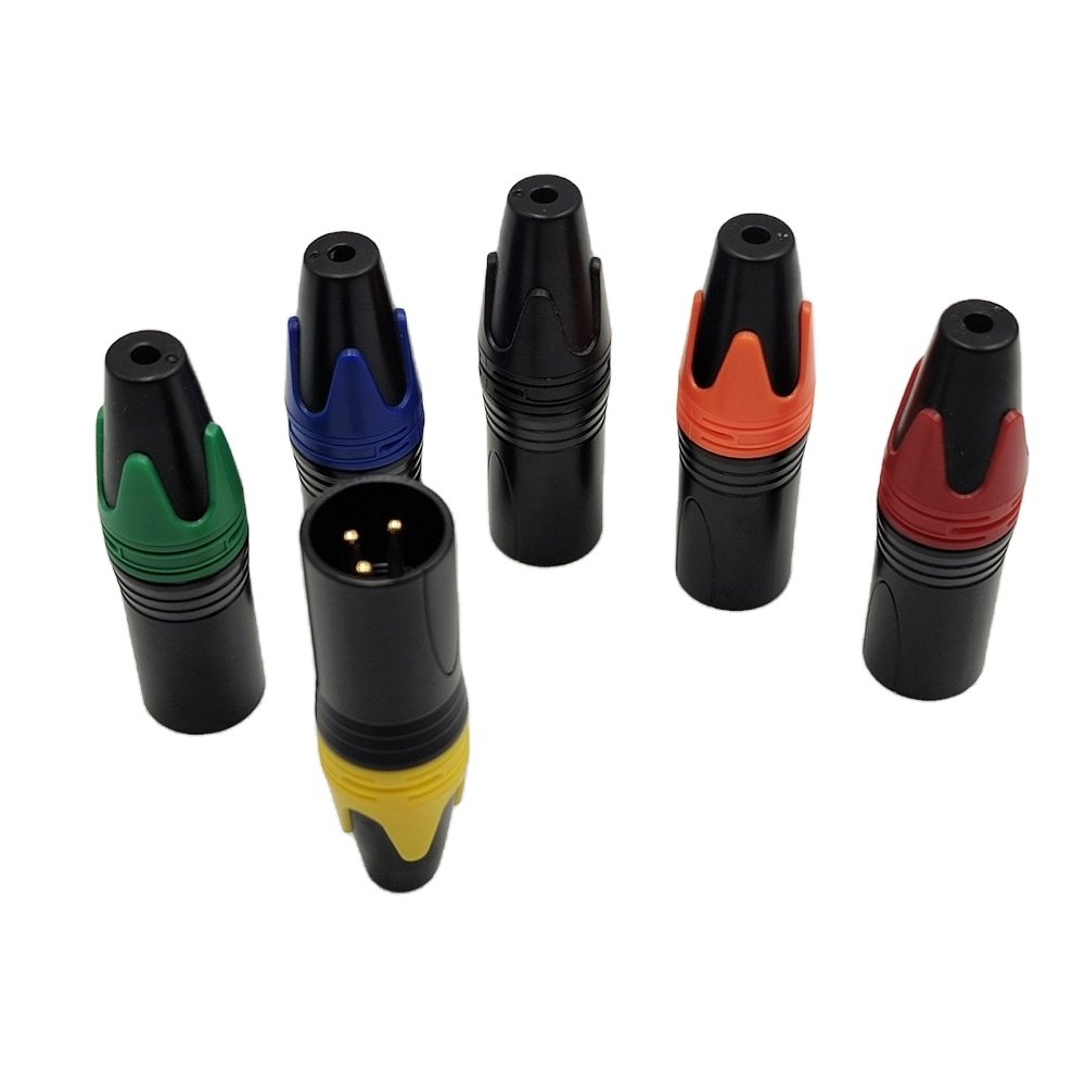 Metal XLR 3 pin Male Connector Colors Speaker Connector 3 Pole Male XLR Plug 3 pin Gold Plate Konektor Male 3 Pin XLR Connector