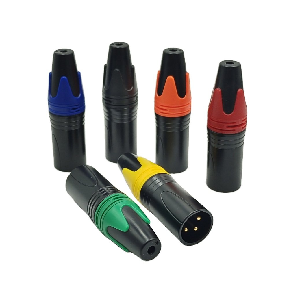 Metal XLR 3 pin Male Connector Colors Speaker Connector 3 Pole Male XLR Plug 3 pin Gold Plate Konektor Male 3 Pin XLR Connector