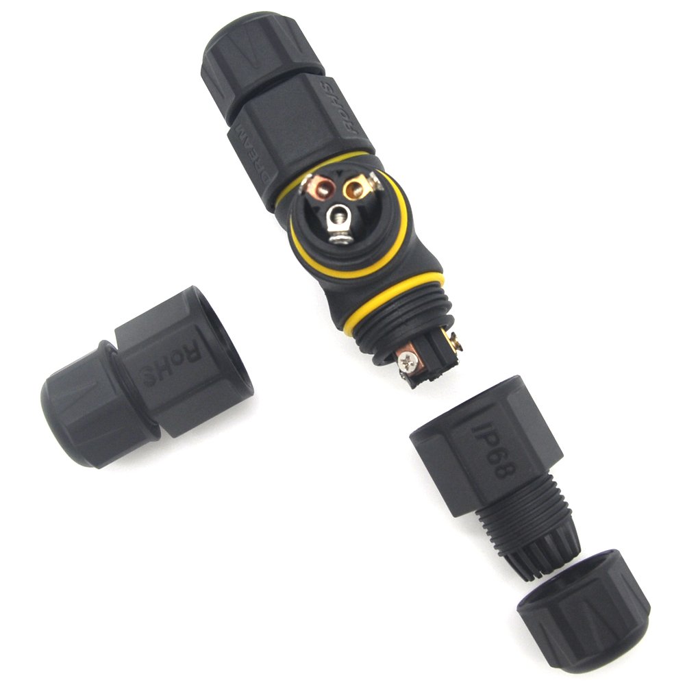 F type connector 3 Way 2 pin 3pin 4 Pin IP68 waterproof T type Tee connector