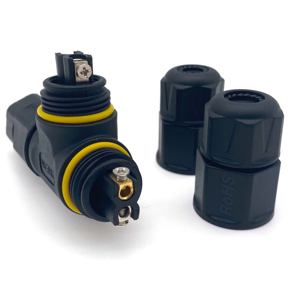 F type connector 3 Way 2 pin 3pin 4 Pin IP68 waterproof T type Tee connector