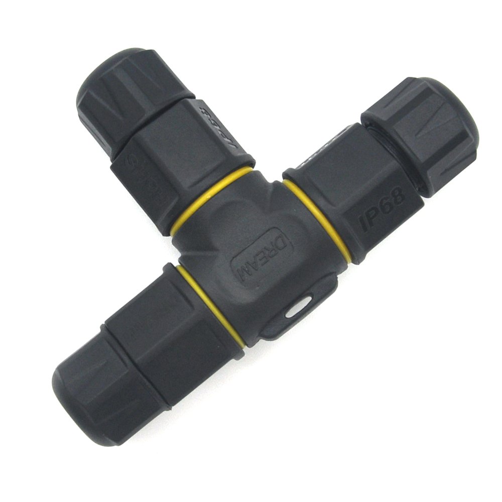F type connector 3 Way 2 pin 3pin 4 Pin IP68 waterproof T type Tee connector