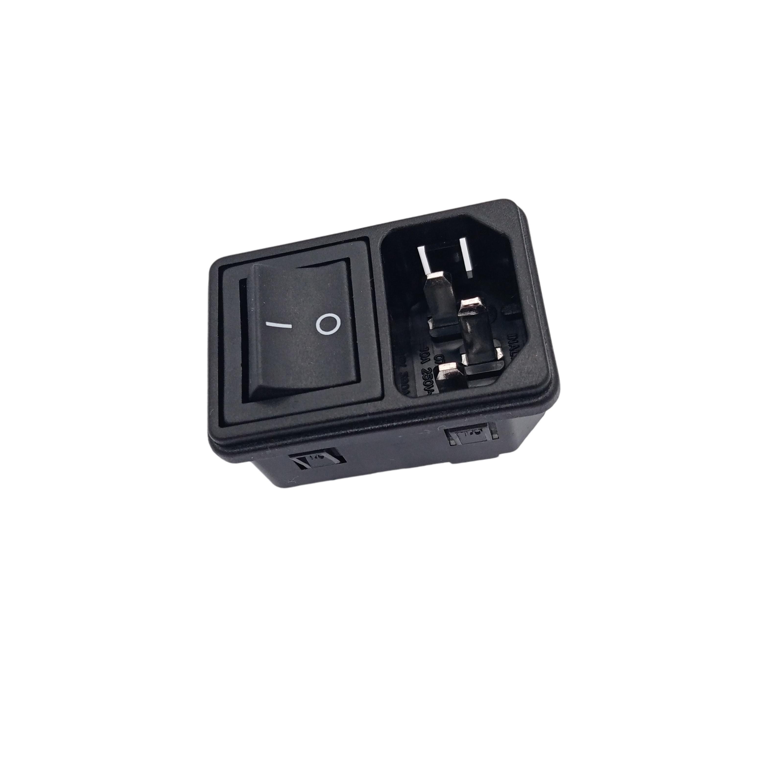 3 Pin IEC60320 C14 male panel inlet connector plug ac power socket with rocker switch IEC Connector for medical equipment
